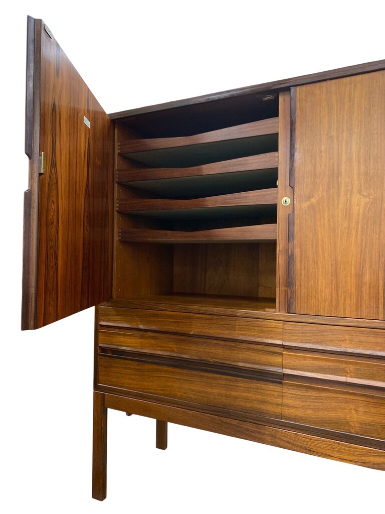 Mid Century Danish Modern Rosewood Highboard / Cabinet Dresser