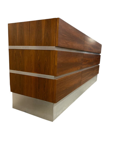 Danish Modern Mid Century Rosewood and Polished Steel Dresser (FABULOUS!!)