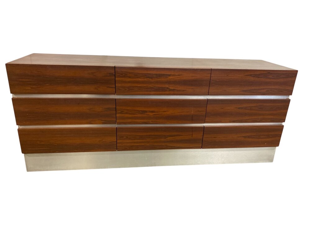 Danish Modern Mid Century Rosewood and Polished Steel Dresser (FABULOUS!!)