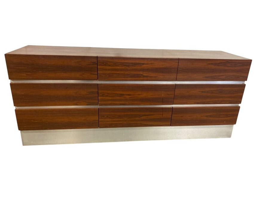 Danish Modern Mid Century Rosewood and Polished Steel Dresser (FABULOUS!!)
