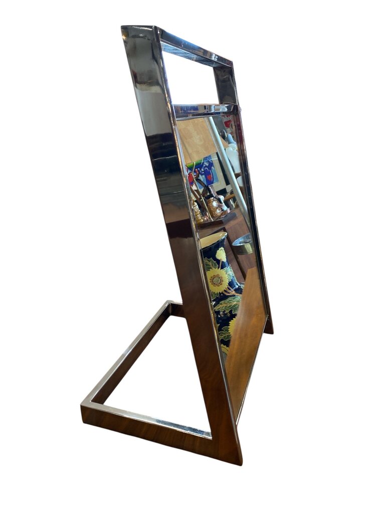 Mid Century Flat Bar Chrome Dresser Mirror