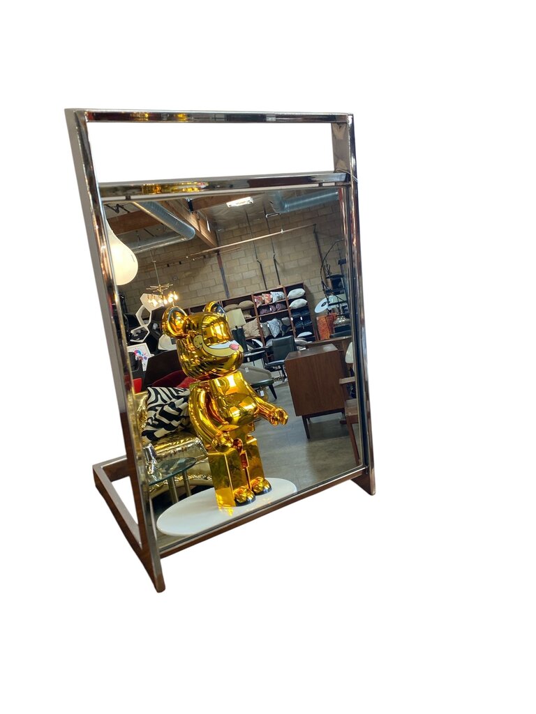 Mid Century Flat Bar Chrome Dresser Mirror