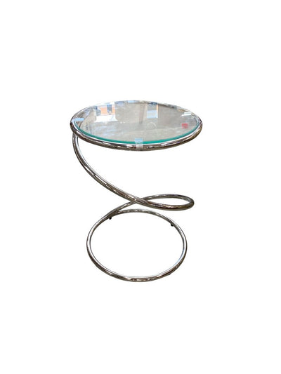 1980's Pace Collection Spring Side Table in Chrome and Glass