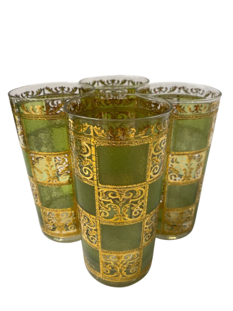 MCM Culver 24K Prado Green Highball Glasses (Set of 4)