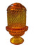 Vintage Viking Glass Diamond Point Orange Fairy Tea Light Holder