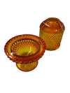 Vintage Viking Glass Diamond Point Orange Fairy Tea Light Holder