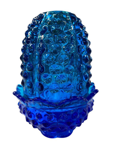 Fenton Art Glass Blue Hobnail Fairy Tea Light Holder