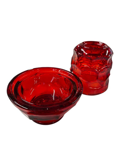 MCM Viking Ruby Red Georgian Honeycomb Fairy Tea Light
