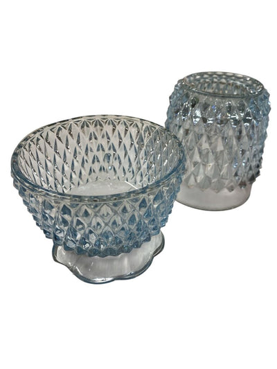 Indiana Glass Light Blue Diamond Point Fairy Tea Light Holder