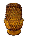 Indiana Glass Amber Diamond Point Fairy Tea Light Holder