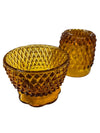 Indiana Glass Amber Diamond Point Fairy Tea Light Holder