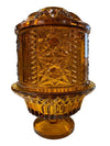 MCM Indiana Glass Amber Stars and Bars Fairy Tea Light Holder