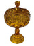 MCM L.E. Smith Amber Glass Moon and Stars Pedestal Candy Dish with Lid