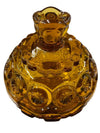 MCM L.E. Smith Amber Glass Moon and Stars 5.75" Pedestal Candy Dish with Lid
