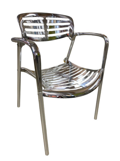 Polished Aluminum Stackable Dining Chair