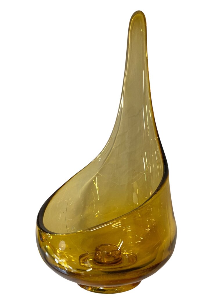 MCM Viking Swung Amber Glass Candle Holder