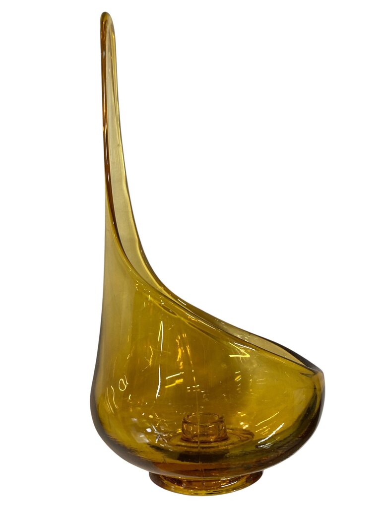 MCM Viking Swung Amber Glass Candle Holder