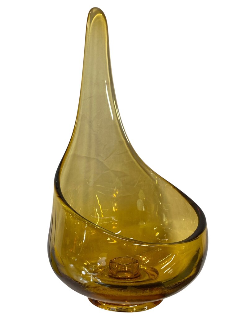 MCM Viking Swung Amber Glass Candle Holder