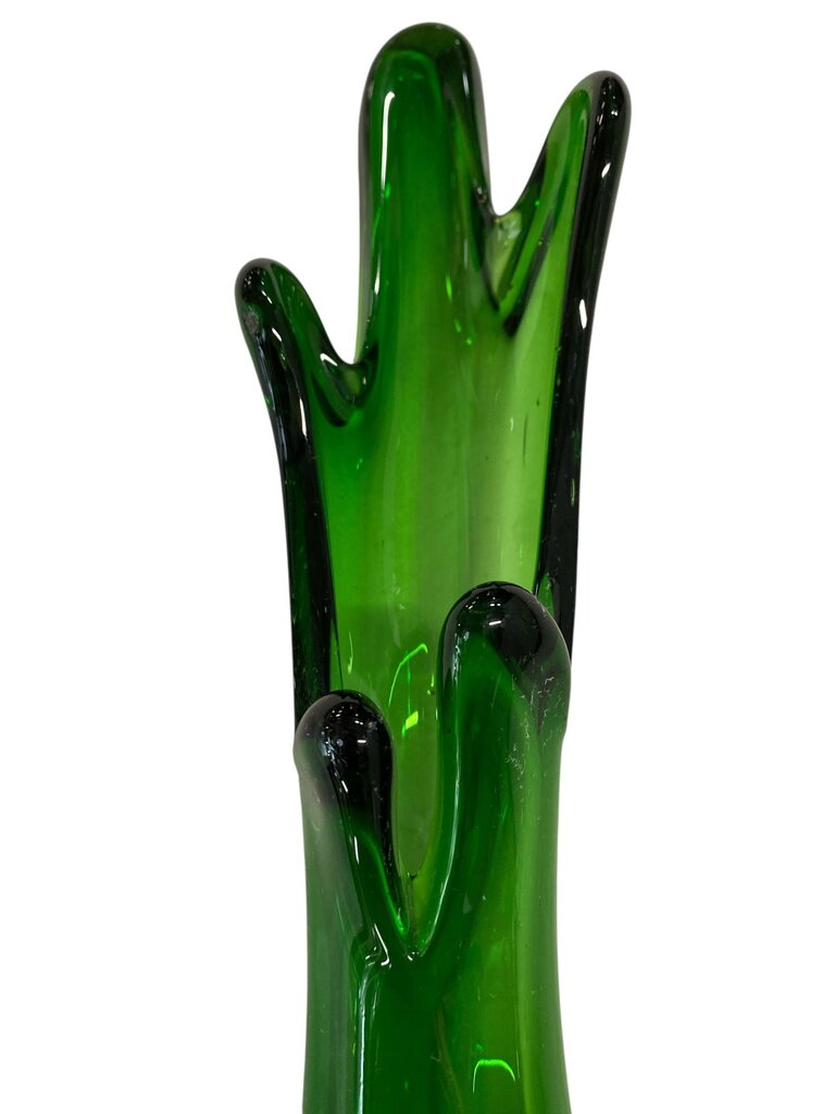 MCM 5 Finger Emerald Green Swung Vase