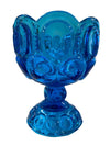 MCM L.E. Smith Blue Glass Moon and Stars 5.5" Pedestal Compote