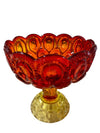 MCM L.E. Smith Amberina Glass Moon and Stars 6.5" Pedestal Compote