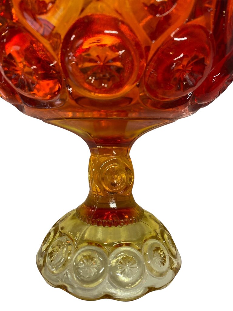 MCM L.E. Smith Amberina Glass Moon and Stars 6.5" Pedestal Compote