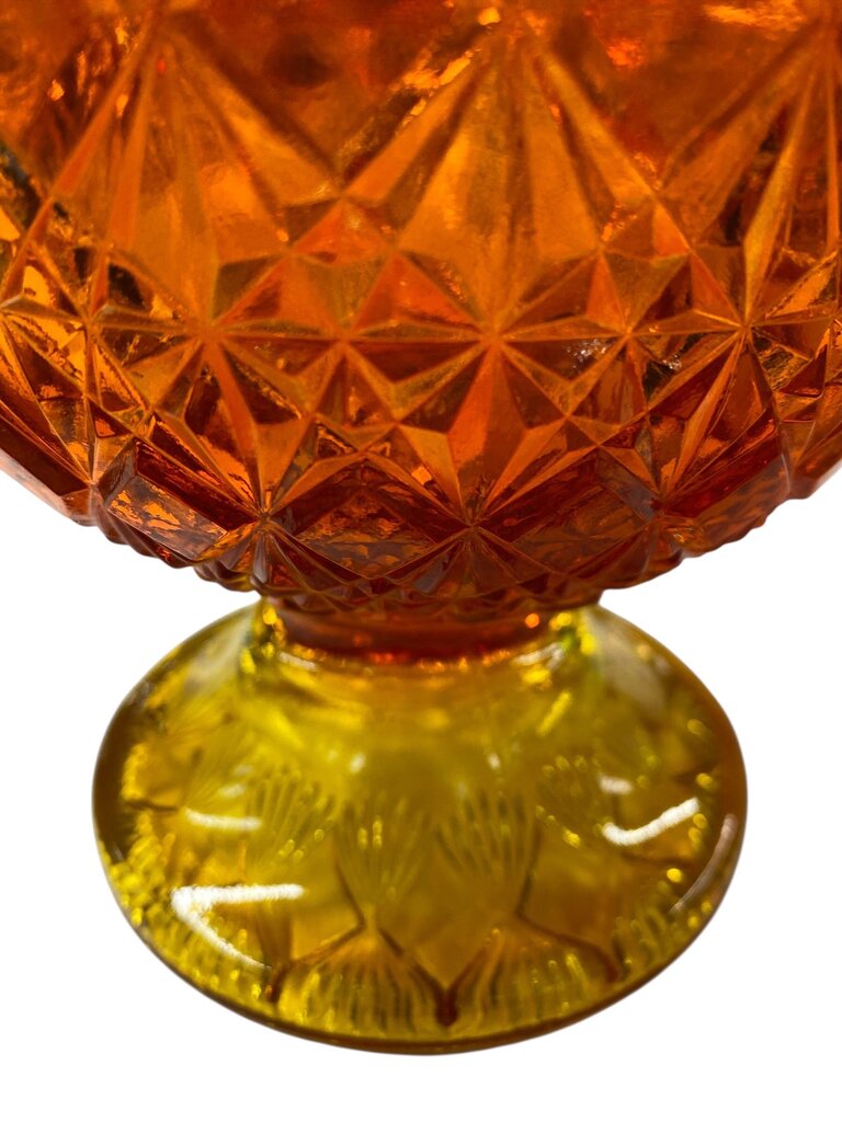 MCM Fenton Amberina Footed Candy Dish with Lid