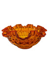 MCM Fenton Orange Glass Ruffled Thumbprint Bowl