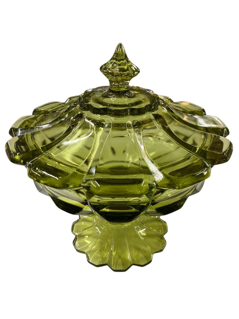 MCM Westmoreland Green Glass Covered Candy Dish