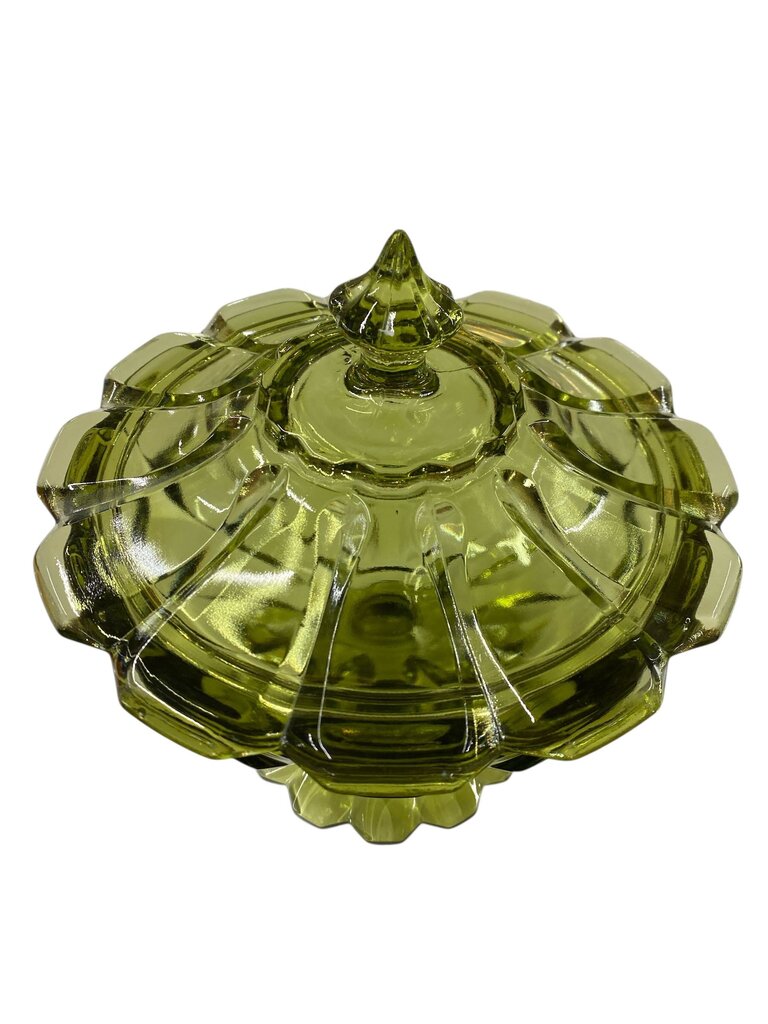 MCM Westmoreland Green Glass Covered Candy Dish