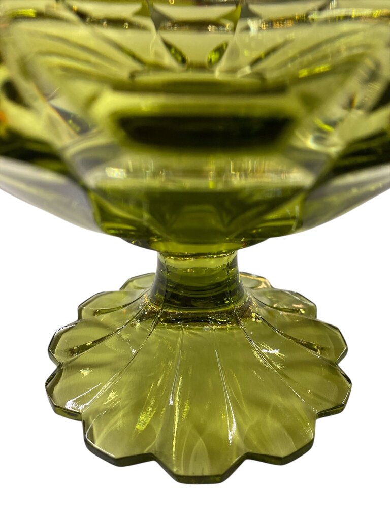 MCM Westmoreland Green Glass Covered Candy Dish