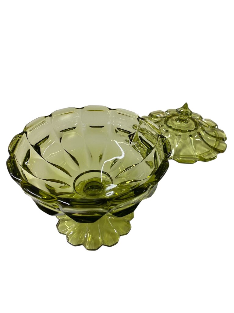 MCM Westmoreland Green Glass Covered Candy Dish