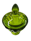MCM 1960's L.E. Smith Avocado Green Glass Pedestal Candy Dish with Lid