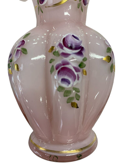 Fenton Signed Pink Melon Charleton Collection Hand Painted Art Vase