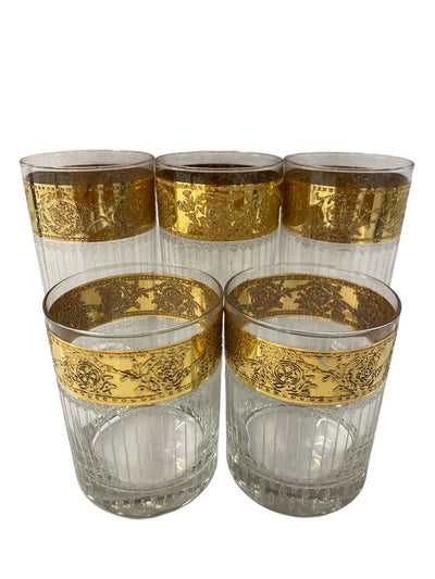MCM Culver 22K Gold Tyrol Highball and Old Fashioned Glasses (Set of 5)