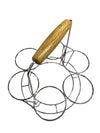 Vintage Chrome Highball Caddy for Six Glasses - Oak Handle