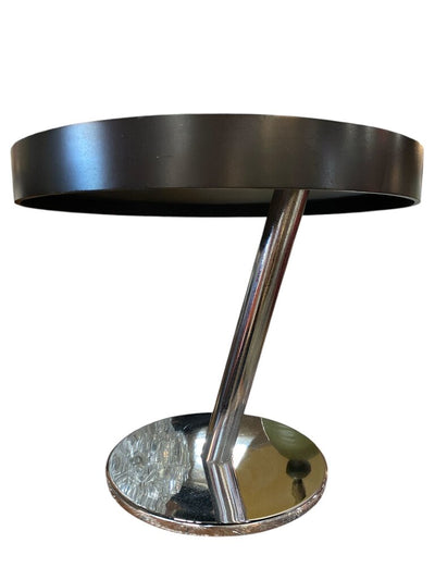 Mid Century Italian Cantilever Chrome and Frosted Glass Accent Table