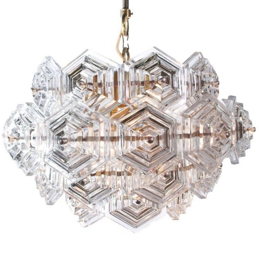 Mid Century Dandelion Sputnik Glass Prisms Chandelier VEB Germany 1960's