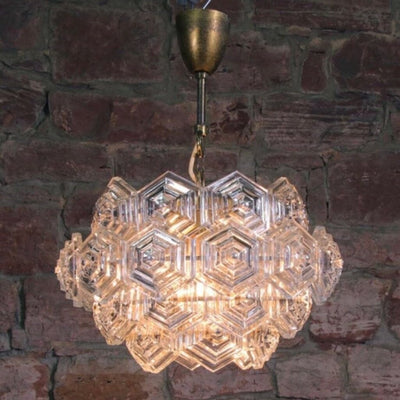 Mid Century Dandelion Sputnik Glass Prisms Chandelier VEB Germany 1960's