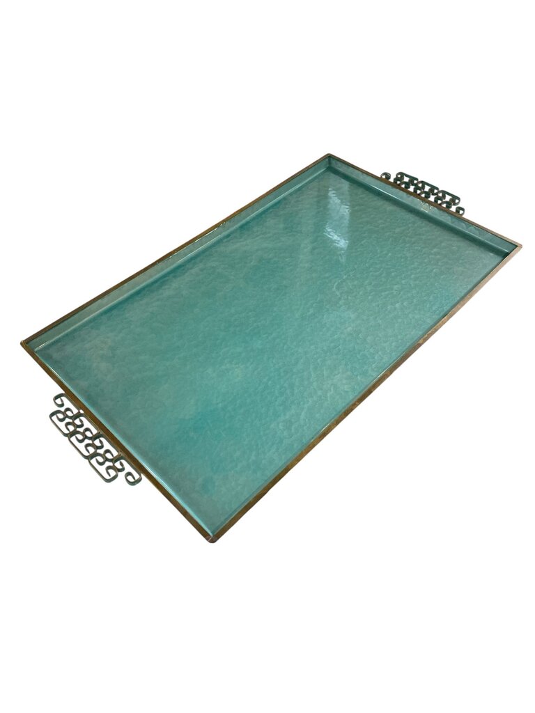 Mid Century Kyes Moire Tray - Blue Rectangle