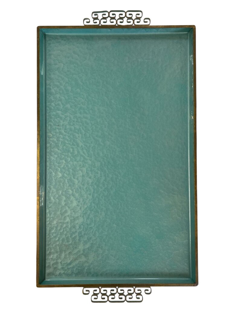 Mid Century Kyes Moire Tray - Blue Rectangle