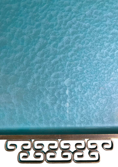 Mid Century Kyes Moire Tray - Blue Rectangle