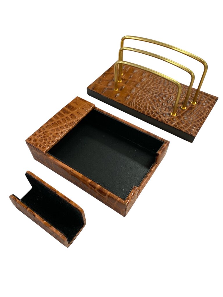 Faux Alligator 5-piece Desk Accessory (Set of 5)