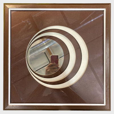 Vintage Turner Brown and Creme Concentric Circles Op Art Mirror