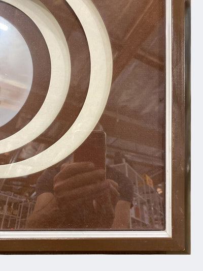Vintage Turner Brown and Creme Concentric Circles Op Art Mirror