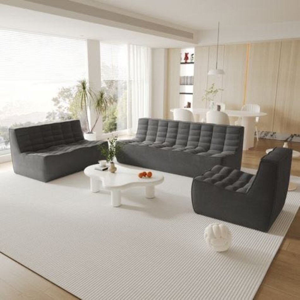 Sculptural Quilted Sectional Lounge Chair
