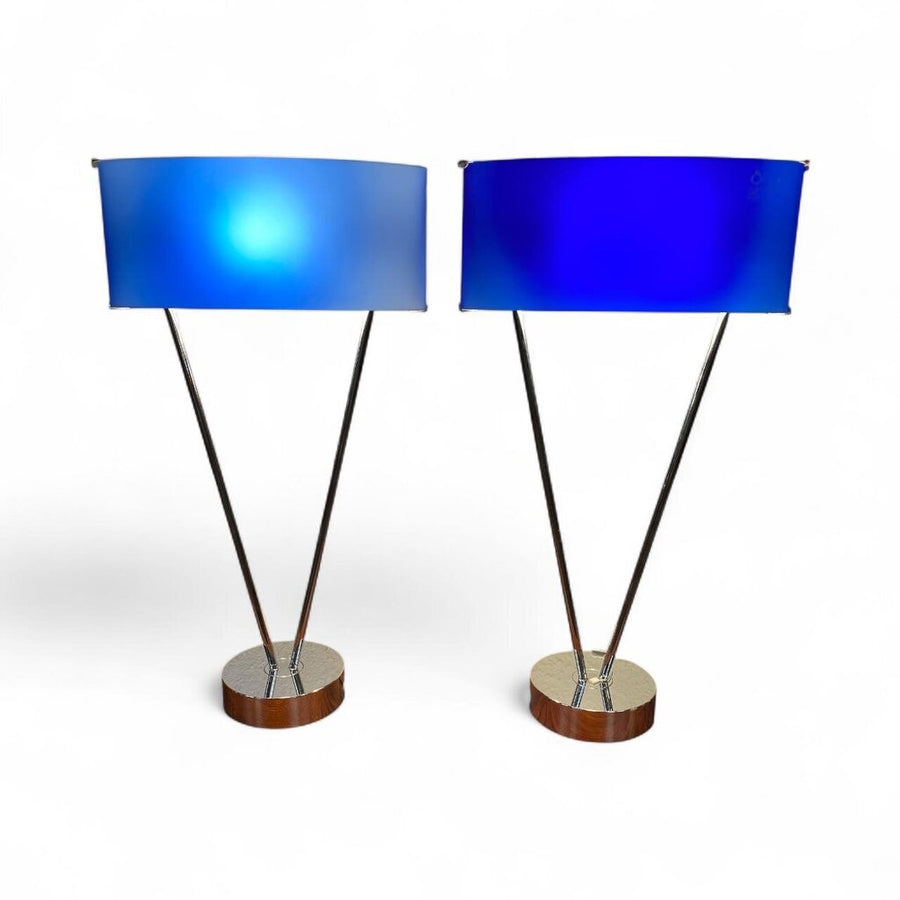 PAIR Leucos Vittoria MCM Table Lamp Vetri Murano Cobalt Blue (THE PAIR)