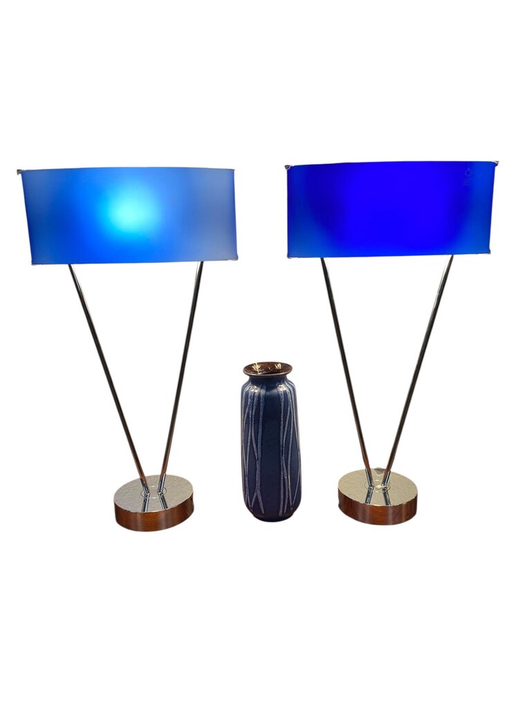 PAIR Leucos Vittoria MCM Table Lamp Vetri Murano Cobalt Blue (THE PAIR)