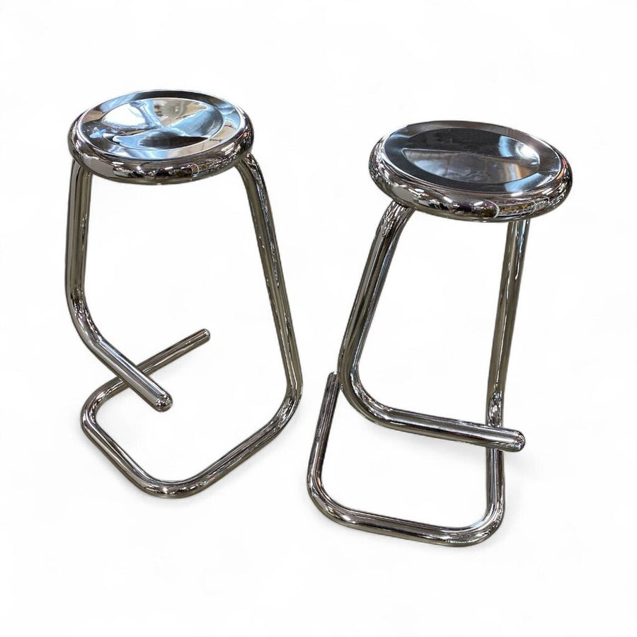 Kinetics Tubular Pair of Chrome Bar Stools (Set of 2)