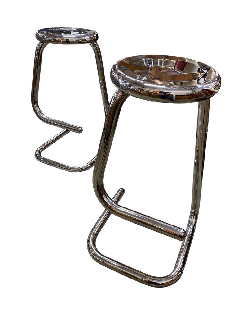 Kinetics Tubular Pair of Chrome Bar Stools (Set of 2)
